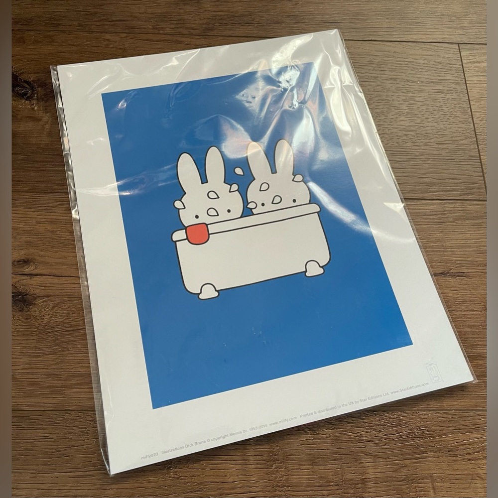 MIFFY-Imported (NWT) 11x14 Print-Miffy in a Bubble Bath - Picture 3 of 9